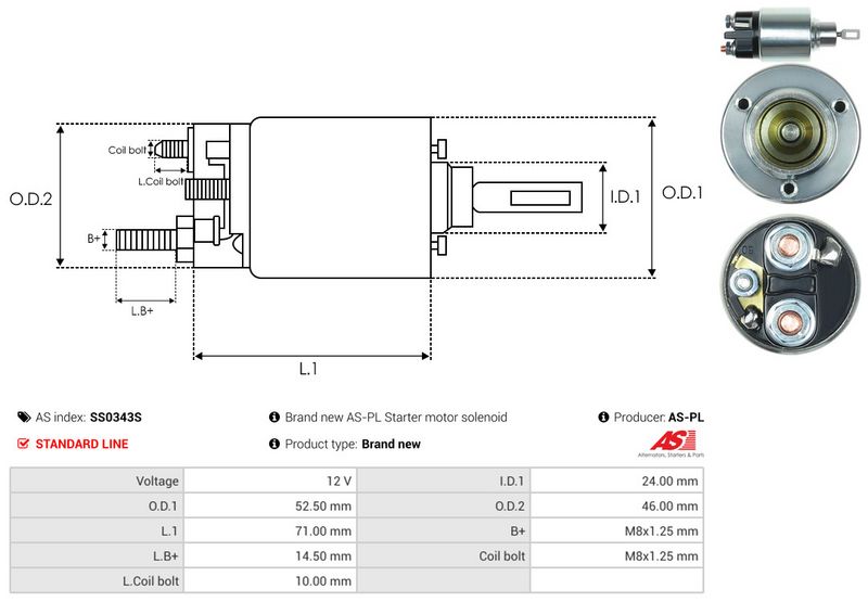 AS-PL SS0343S Solenoid Switch, starter