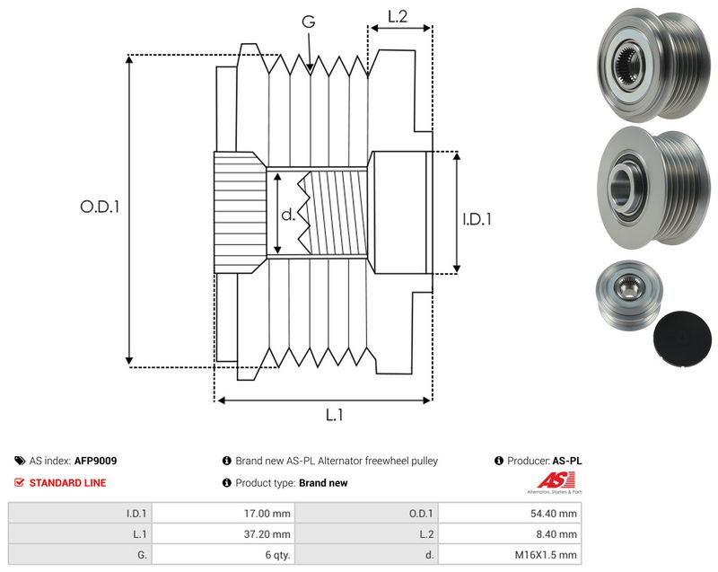 AS-PL AFP9009 Alternator Freewheel Clutch