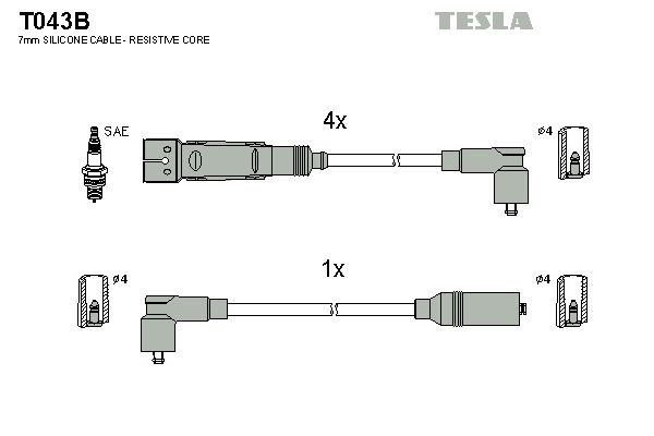 Комплект проводів високої напруги, Tesla T043B