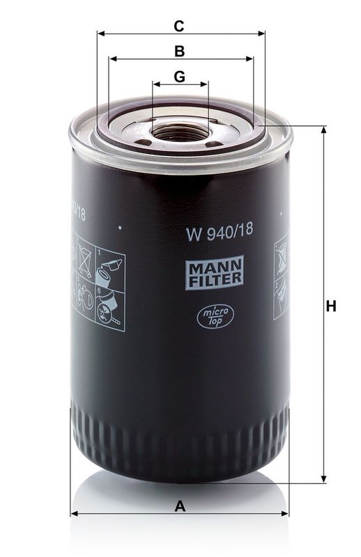 Õlifilter, MANN-FILTER W 940, 18