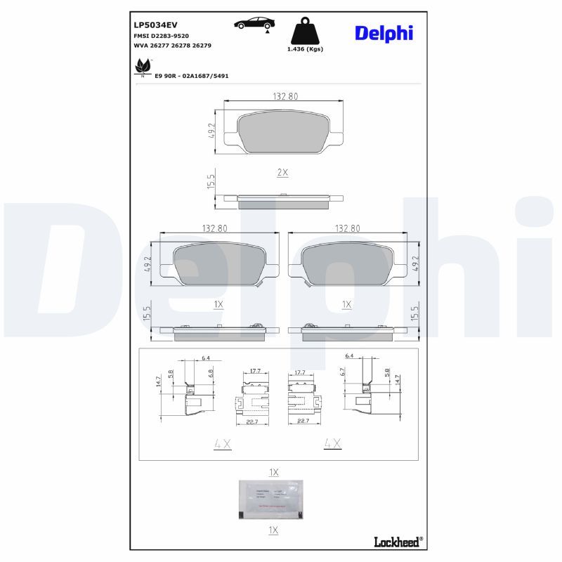 DELPHI LP5034EV Brake Pad Set, disc brake