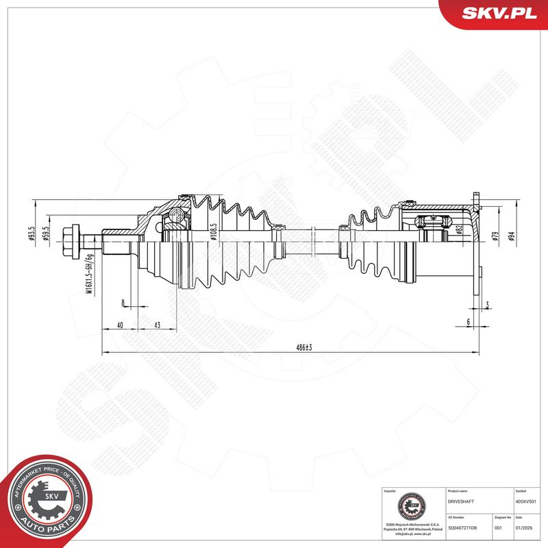 Prekė atitinka OEM kodą: 5Q0407763CX