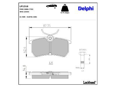 DELPHI LP1316 Brake Pad Set, disc brake