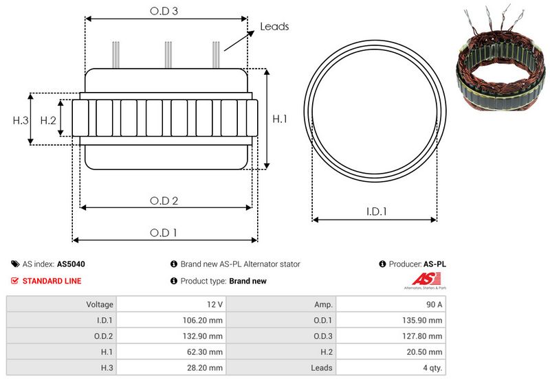 AS-PL AS5040 Stator, alternator