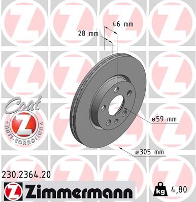 Гальмівний диск, Zimmermann 230.2364.20