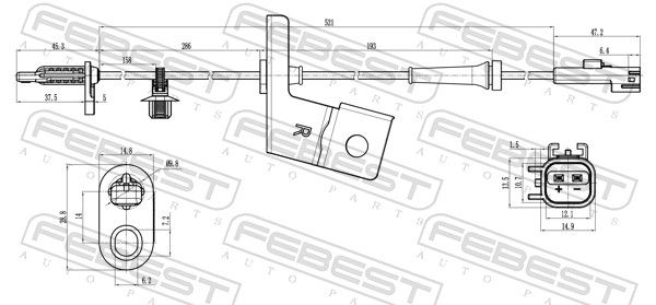 FEBEST 21606-012 Sensor, wheel speed