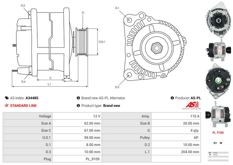 AS-PL A3448S Alternator