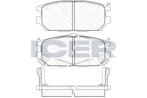 Комплект гальмівних накладок, дискове гальмо, Icer 140983