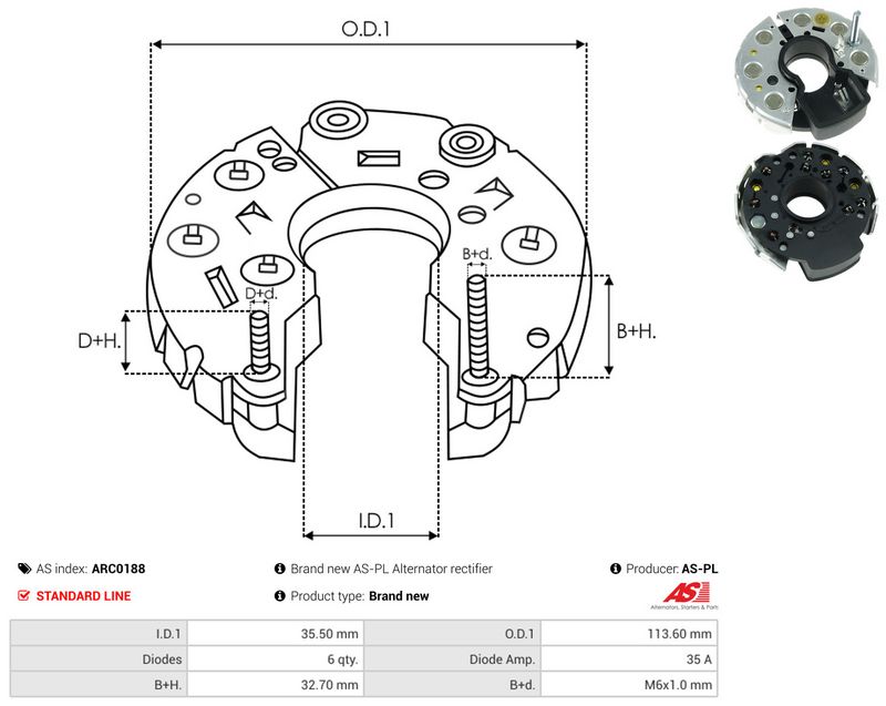AS-PL ARC0188 Rectifier, alternator
