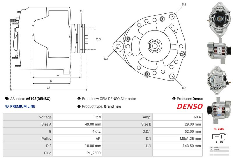 AS-PL A6198(DENSO) Alternator