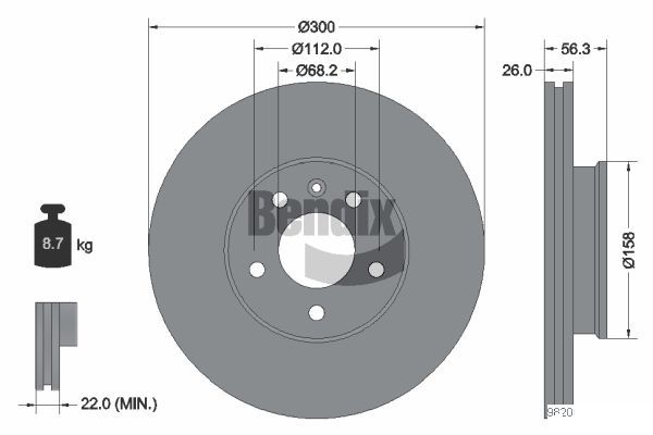 BENDIX Braking féktárcsa BDS1281