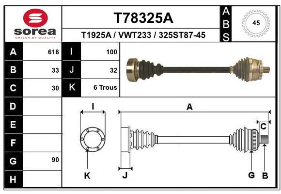 Приводний вал, Eai Group T78325A