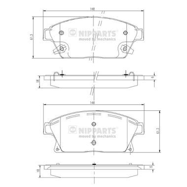 Комплект гальмівних накладок, дискове гальмо, передня вісь, CHEVROLET CRUZE/OPEL ASTRA J 16" 10- передние, Nipparts N3600915