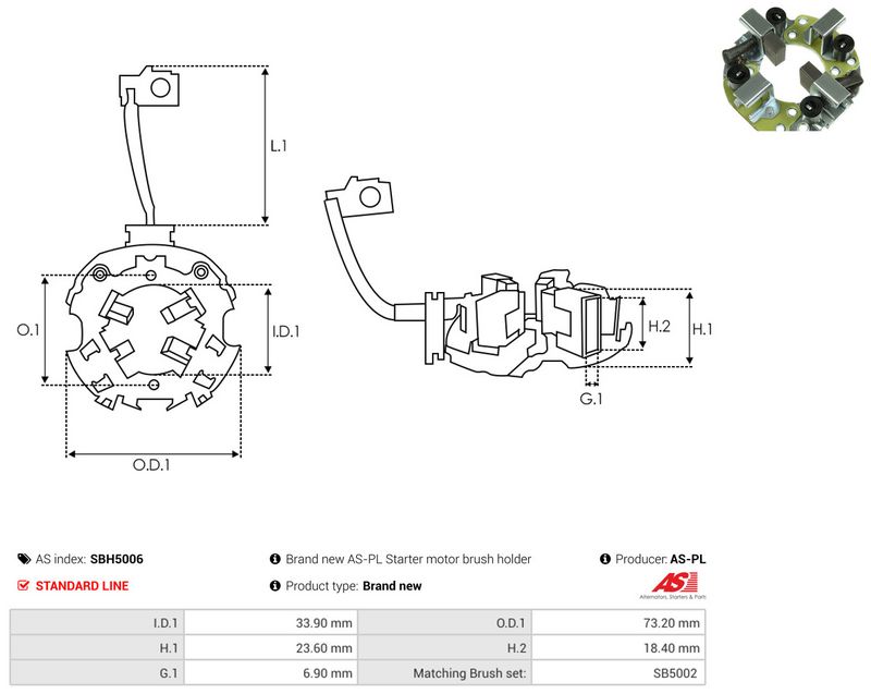 AS-PL SBH5006 Holder, carbon brushes