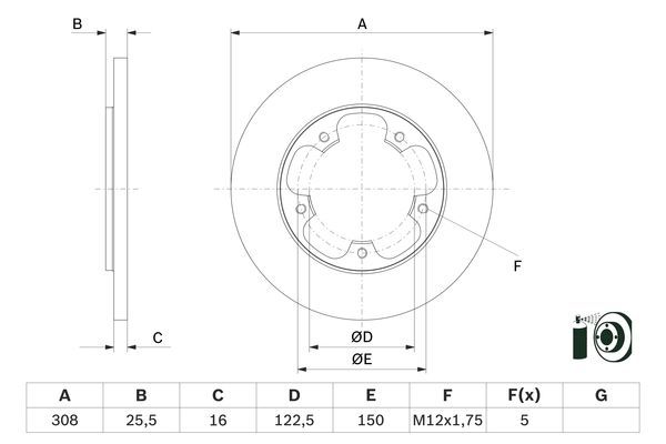 BOSCH диск гальмівний задній FORD Transit 13-18