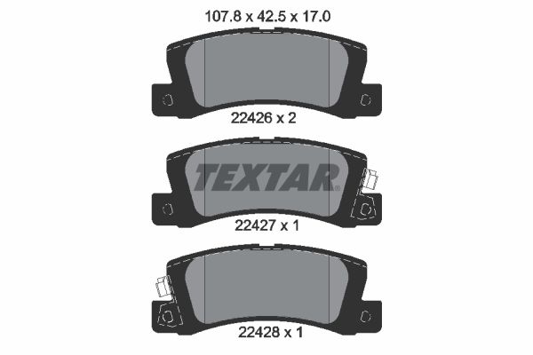 Комплект гальмівних накладок, дискове гальмо, Textar 2242601