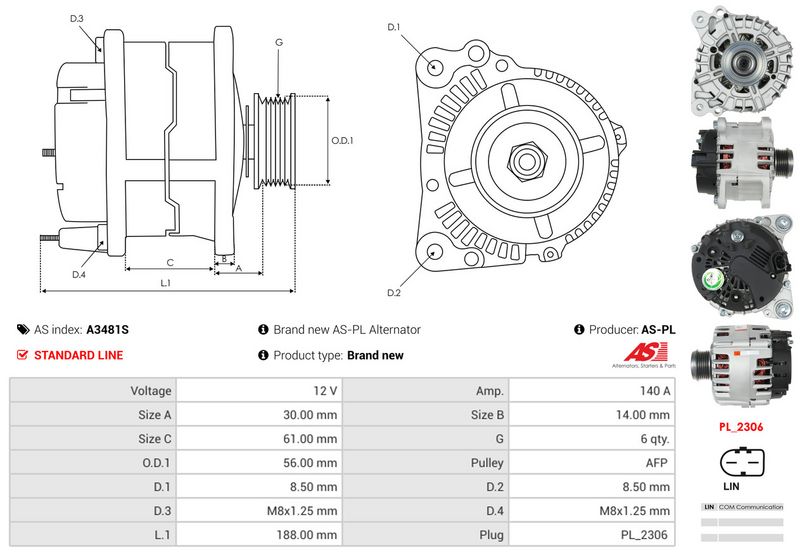 AS-PL A3481S Alternator