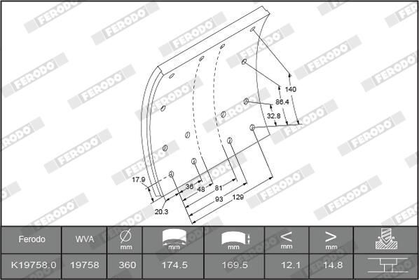 Ferodo Brake Lining Kit, drum brake K19758.0-F3661