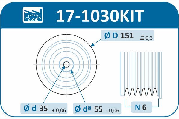 Комплект шківів, колінчатий вал, Ijs 17-1030KIT