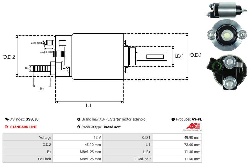 AS-PL SS6030 Solenoid Switch, starter