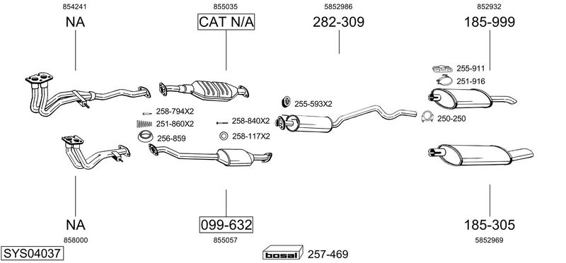 BOSAL kipufogórendszer SYS04037