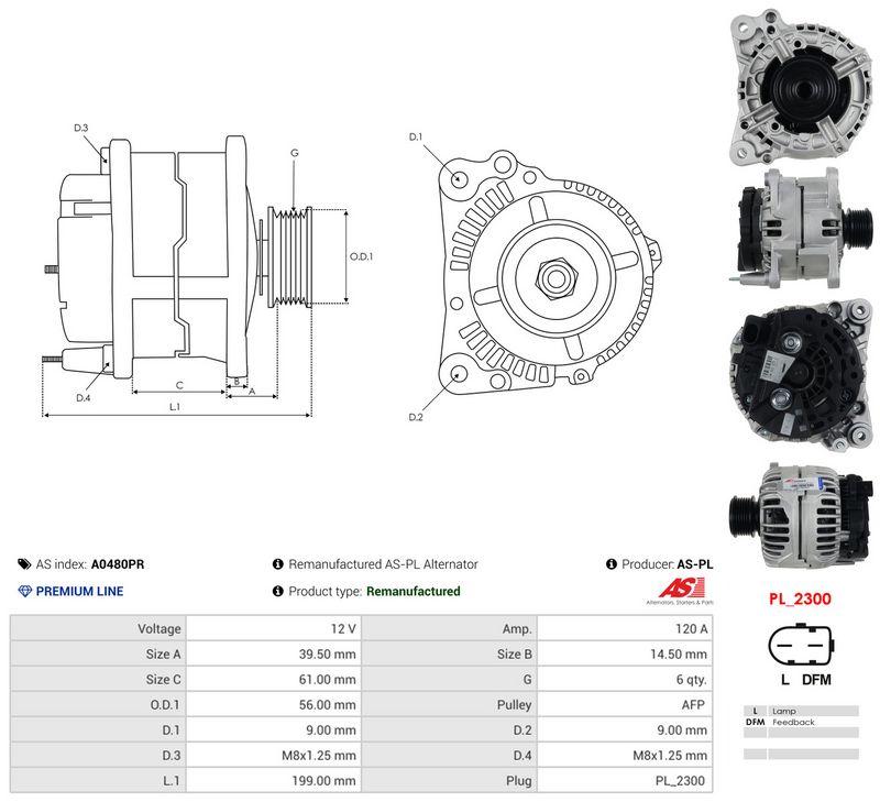 Generaator, AS-PL A0480PR