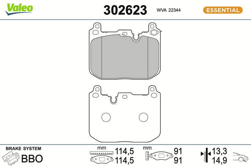комплект спирачно феродо, дискови спирачки VALEO