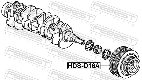 Шків, колінчатий вал, Febest HDS-D16A