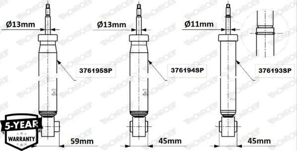 Амортизатор подвески задний газомасляный Monroe OESpectrum