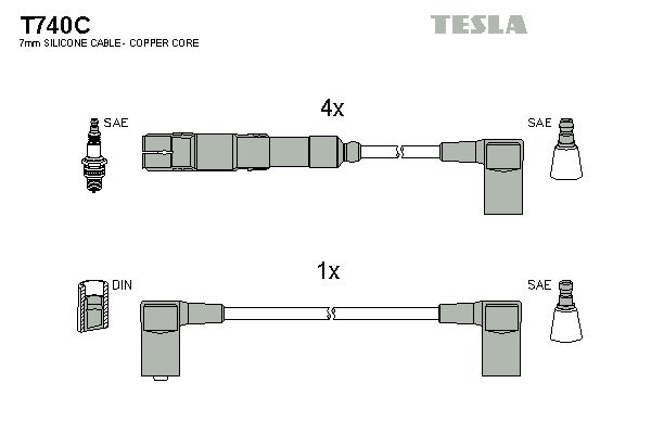 Комплект проводів високої напруги, Tesla T740C