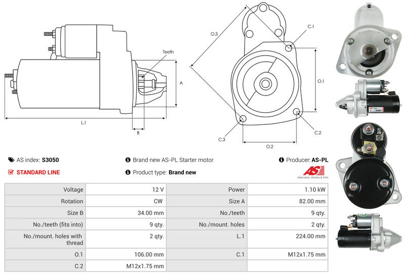 Starter, AS-PL S3050