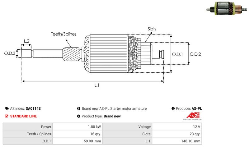 AS-PL SA0114S Armature, starter