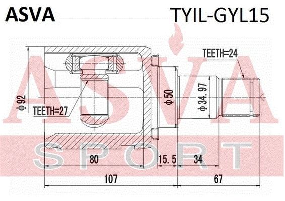 Комплект шарнірів, приводний вал, Asva TYILGYL15