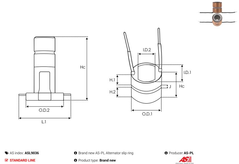 AS-PL ASL9036 Slip Ring, alternator