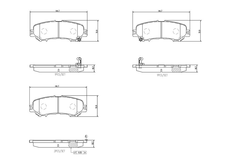 Piduriklotsi komplekt, ketaspidur, BREMBO P 56 132