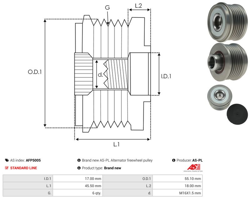 AS-PL AFP5005 Alternator Freewheel Clutch