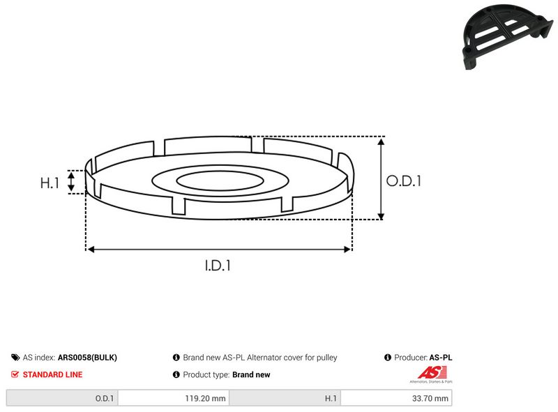 AS-PL ARS0058(BULK) Belt Pulley, alternator