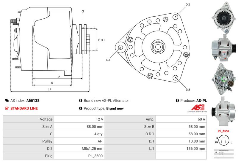 AS-PL A6613S Alternator