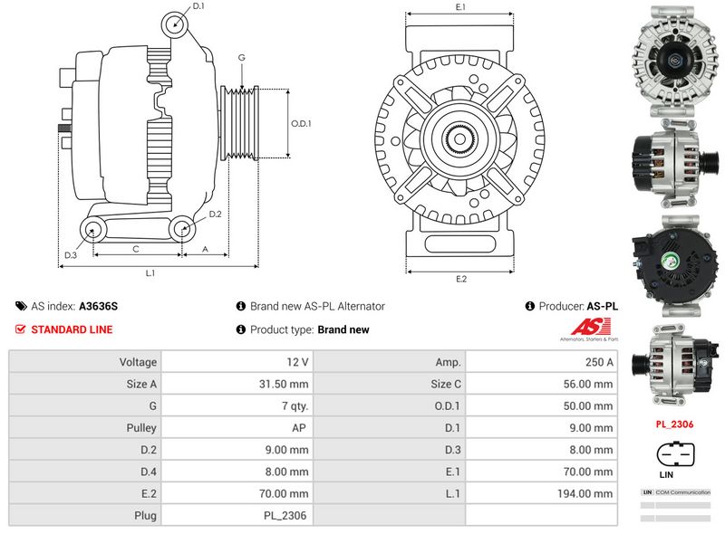 AS-PL A3636S Alternator