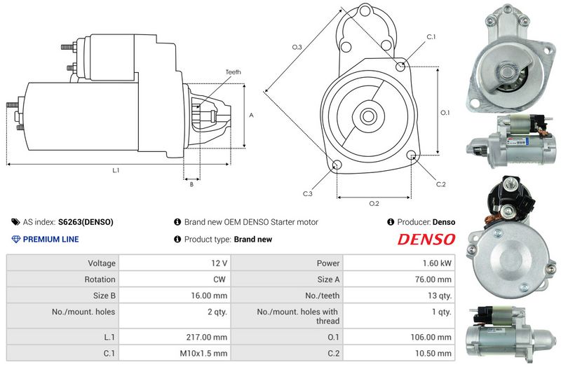 AS-PL S6263(DENSO) Starter