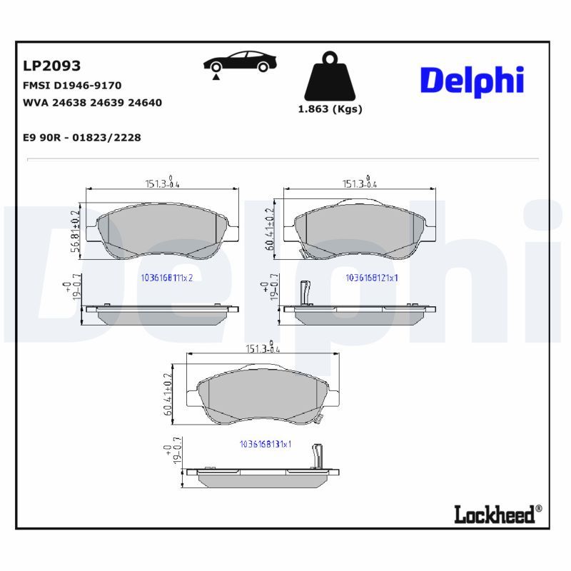 Piduriklotsi komplekt, ketaspidur, DELPHI LP2093