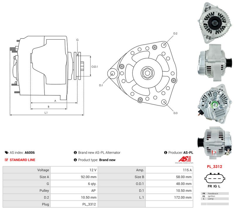 AS-PL A6006 Alternator