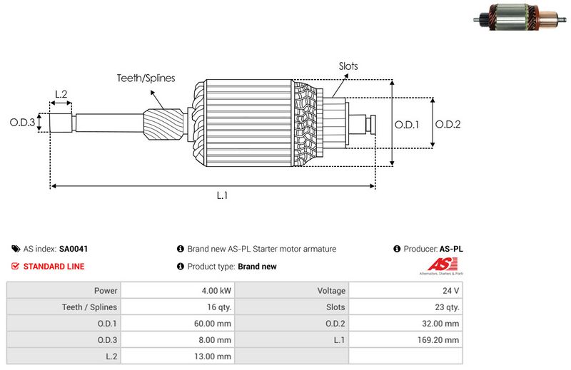 AS-PL SA0041 Armature, starter
