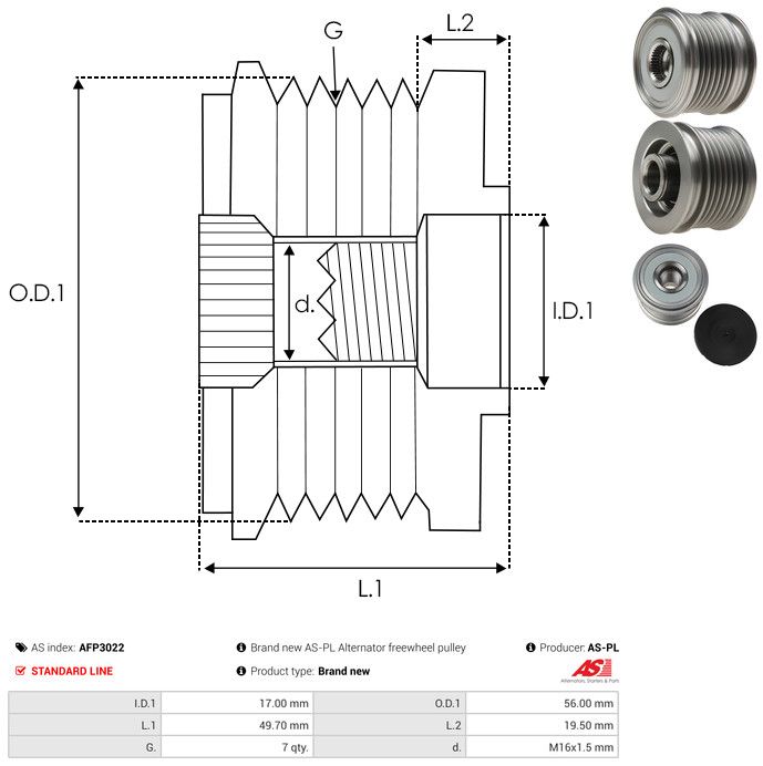 AS-PL AFP3022 Alternator Freewheel Clutch