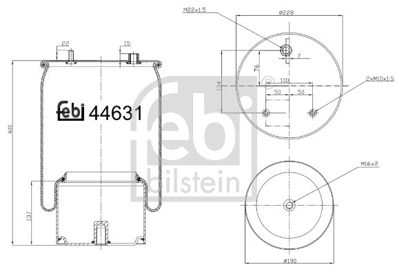 Балон пневматичної ресори, пневматична підвіска, Febi Bilstein 44631