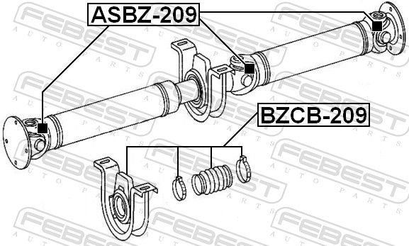 FEBEST BZCB-209 Bearing, propshaft centre bearing