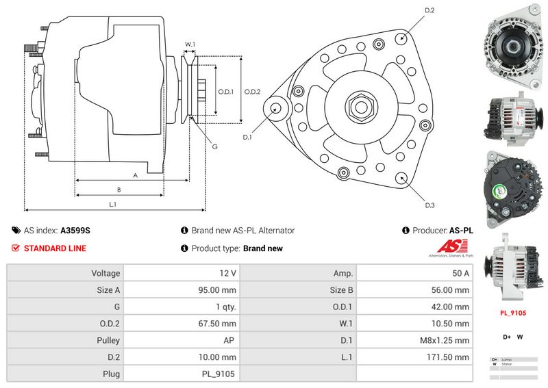 AS-PL A3599S Alternator