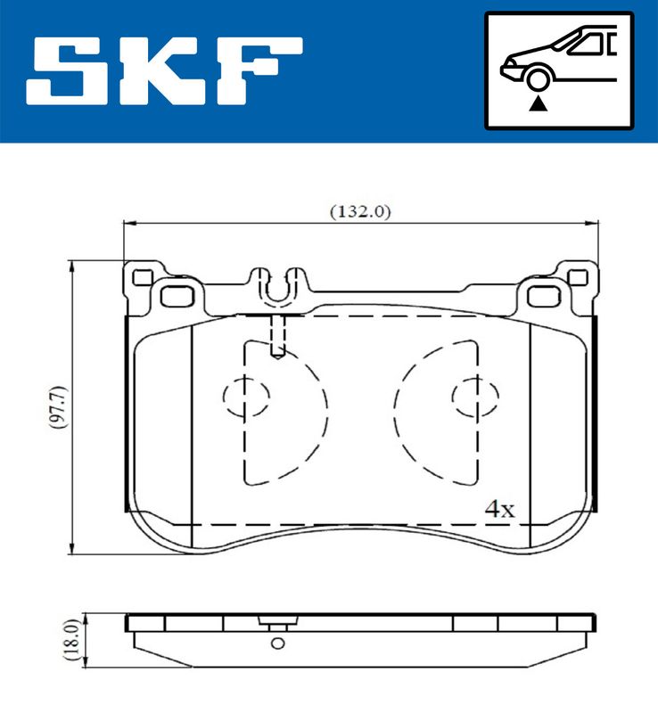 Комплект гальмівних накладок, дискове гальмо, Skf VKBP80631