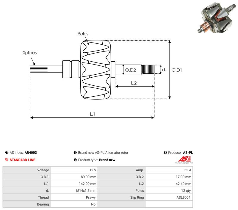 rootor, generaator, AS-PL AR4003