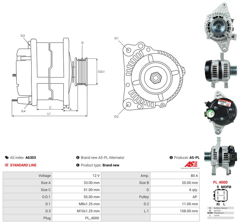 AS-PL A6303 Alternator